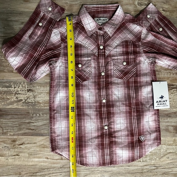 Ariat Girls' REAL Plaid Long Sleeve Shirt Russet Plaid SZ XS 7 Cowgirl NWT - Picture 4 of 7